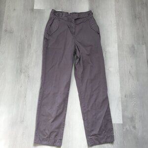 RAG & BONE HIGH RISE CHINO PANT GRAY BUTTON BELT STRAIGHT LEG WOMENS 4